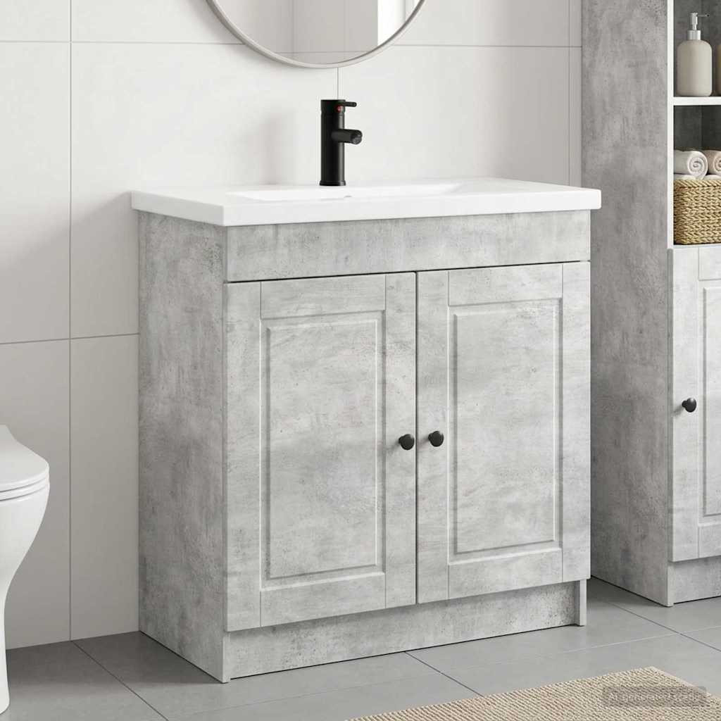 vidaXL Badezimmermöbel-Set Betongrau 78,5 x 37,5 x 81 cm Holzwerkstoff