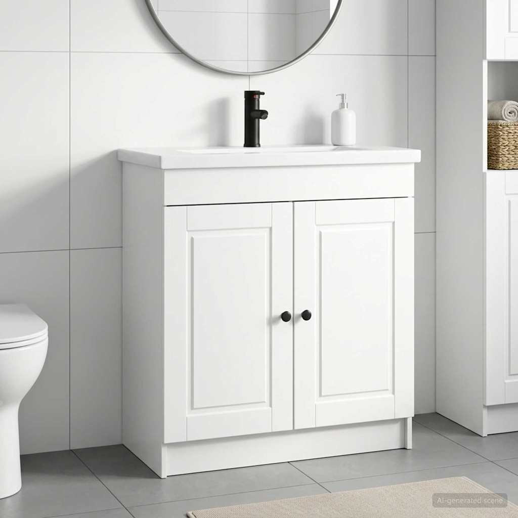 vidaXL Badezimmermöbel-Set Hochglanz Weiß 78,5 x 37,5 x 81 cm