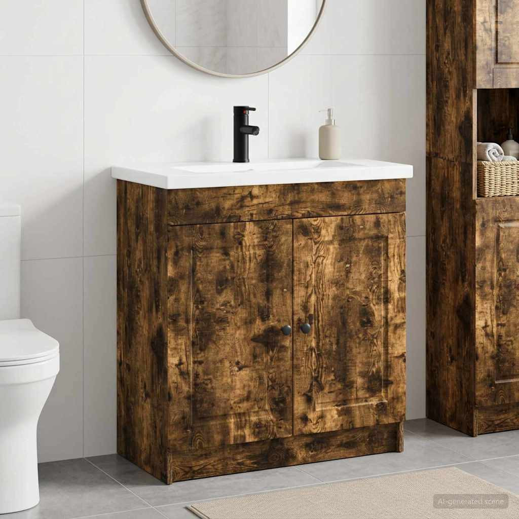 vidaXL Badezimmermöbel-Set Geräucherte Eiche 78,5 x 37,5 x 81 cm