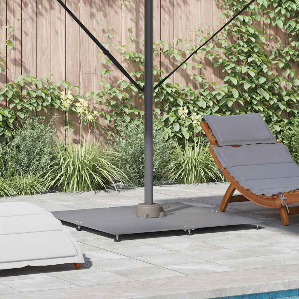vidaXL Sonnenschirmständer Dunkelgrau Holzlook 100 x 100 x 4 cm Stahl