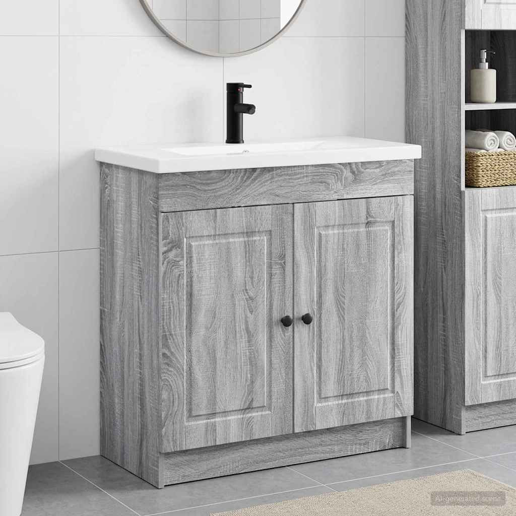vidaXL Badezimmermöbel-Set Grau Sonoma 78,5 x 37,5 x 81 cm