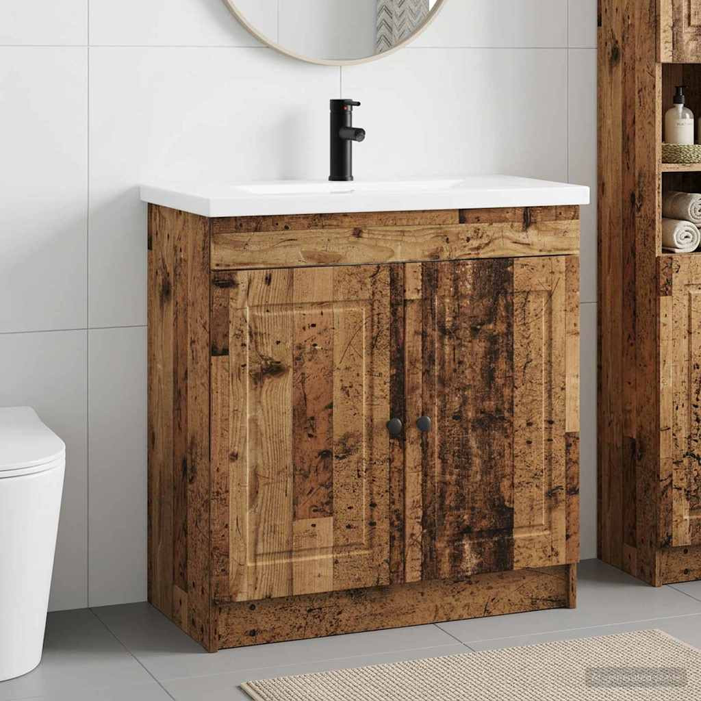 vidaXL Badezimmermöbel-Set Altholz 78,5 x 37,5 x 81 cm Holzwerkstoff