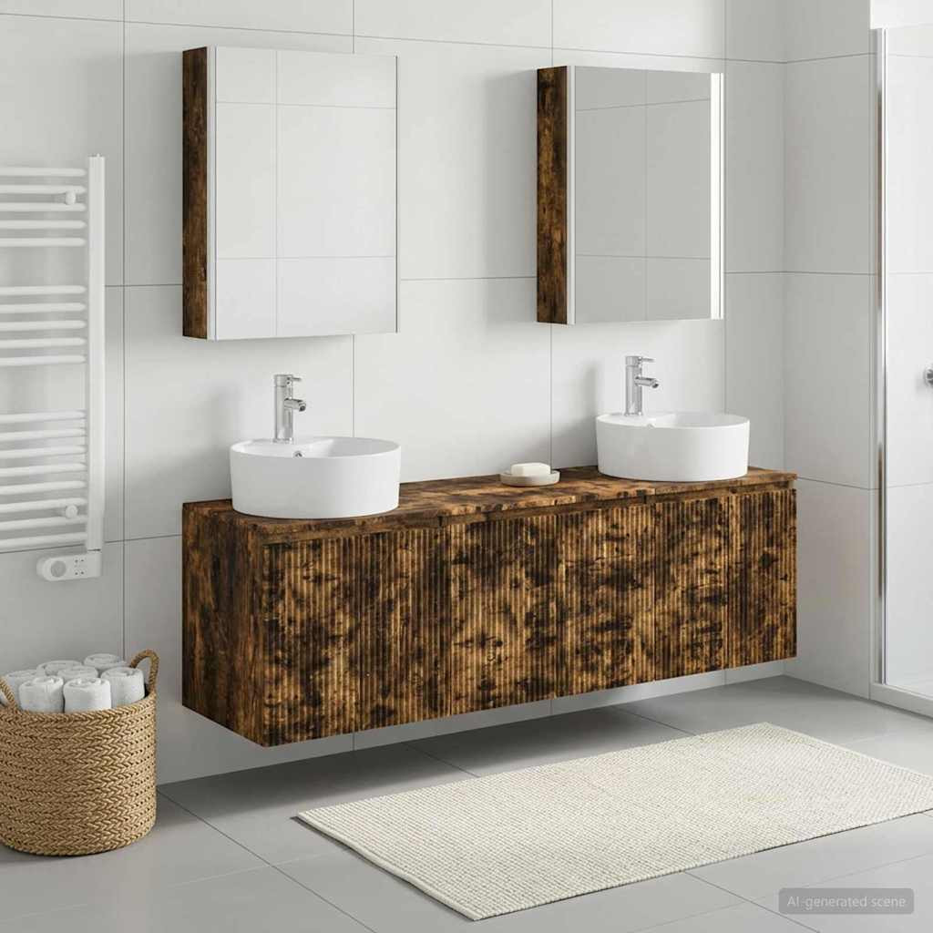 vidaXL Badezimmerschrank-Set 5 pcs Geräucherte Eiche Holzwerkstoff
