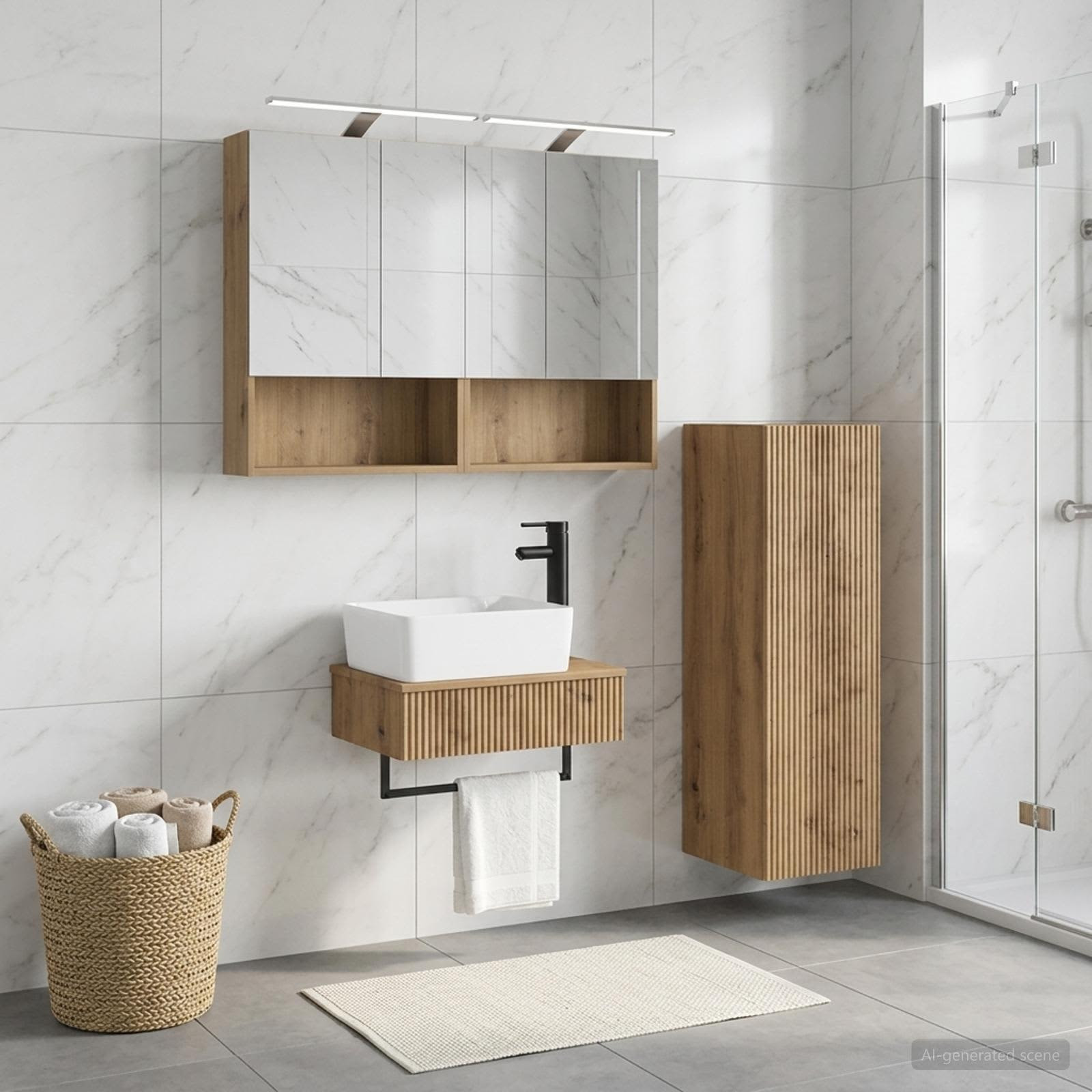 vidaXL Badezimmerschrank-Set 4 Stk. Artisan-Eiche Holzwerkstoff