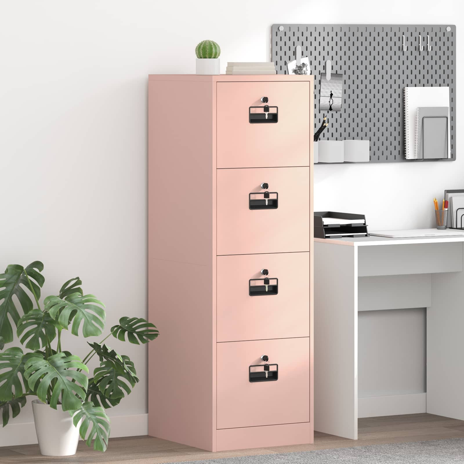 vidaXL Aktenschrank Rosa 44 x 50 x 139 cm Kaltgewalzter Stahl