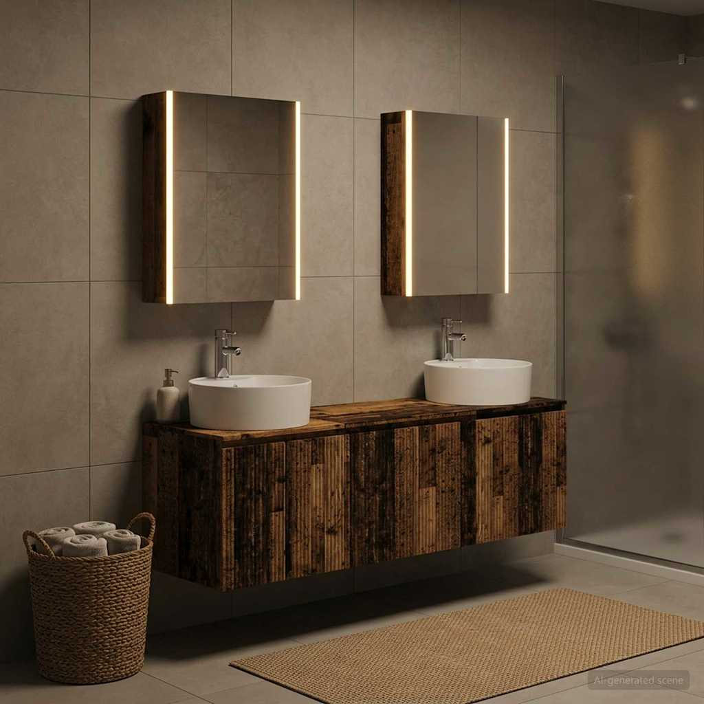 vidaXL Badezimmerschrank-Set 5 pcs Altholz Holzwerkstoff