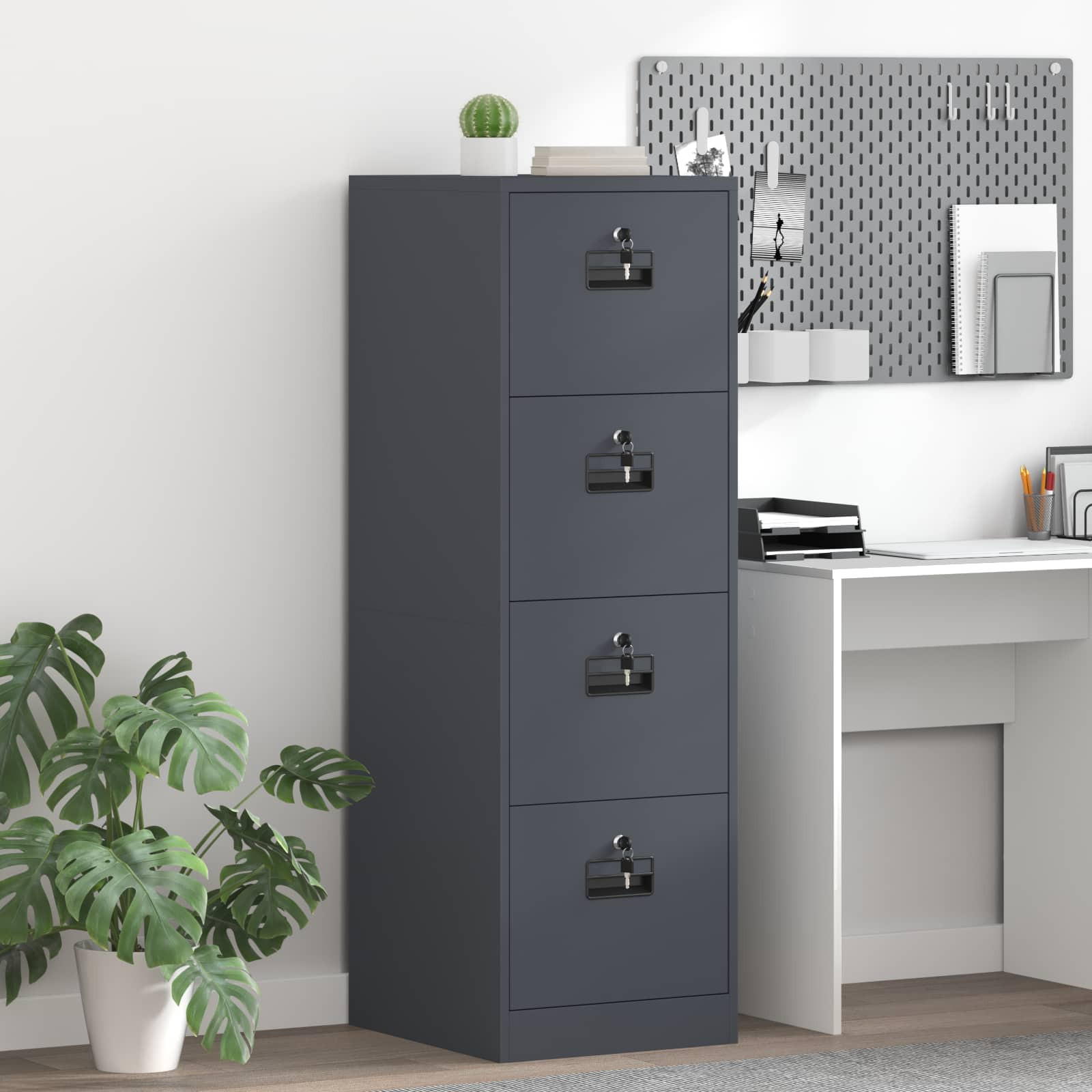 vidaXL Aktenschrank Anthrazit 44 x 50 x 139 cm Kaltgewalzter Stahl