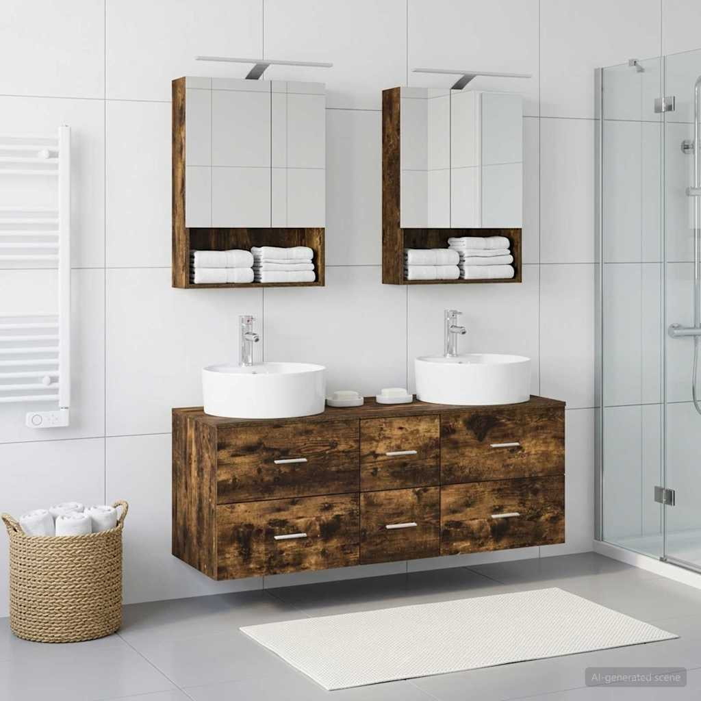 vidaXL Badezimmermöbel-Set 5 pcs Geräucherte Eiche