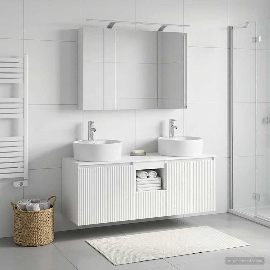 vidaXL Badezimmerschrank-Set 4 pcs Weiß Holzwerkstoff