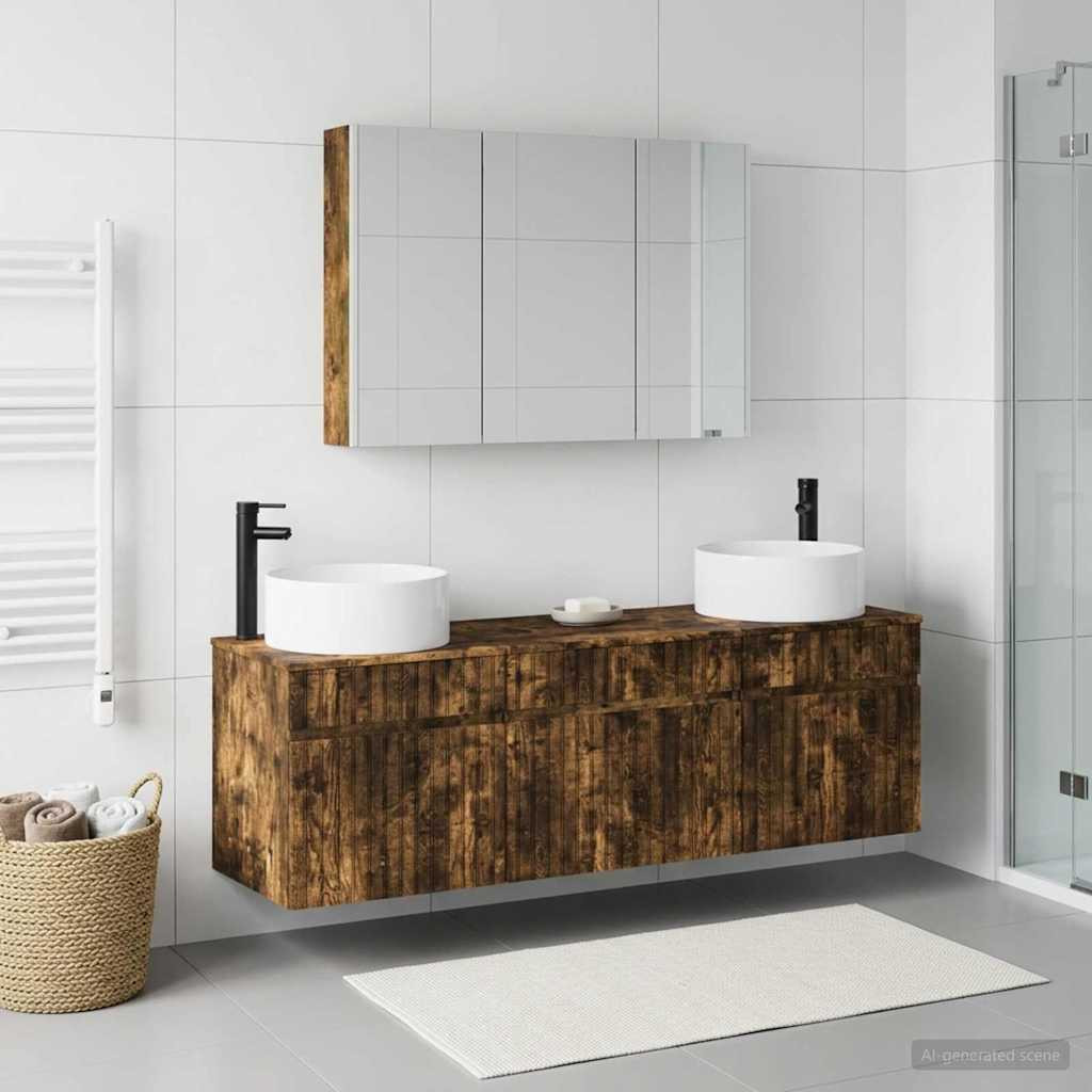 vidaXL Badezimmerschrank-Set 4 pcs Geräucherte Eiche