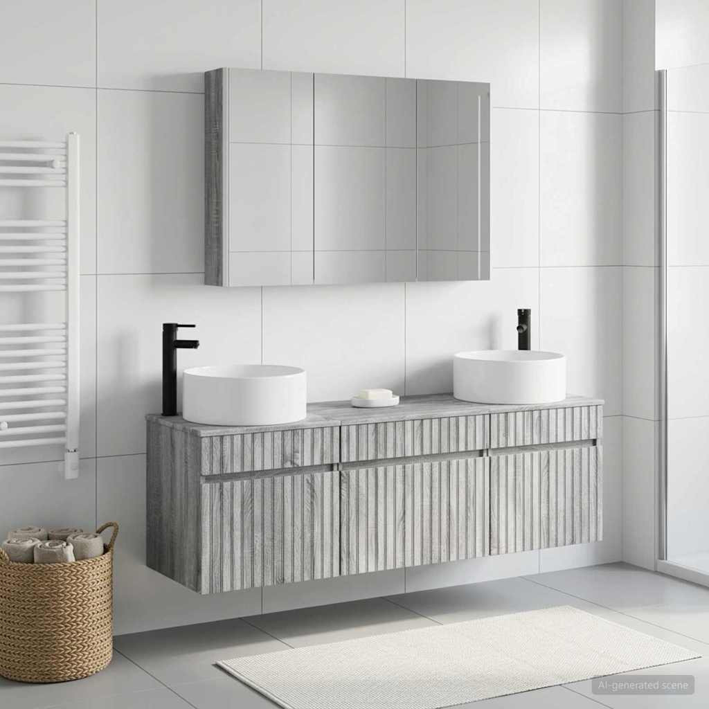vidaXL Badezimmerschrank-Set 4 pcs Grau Sonoma 103,5 x 15,5 x 70 cm