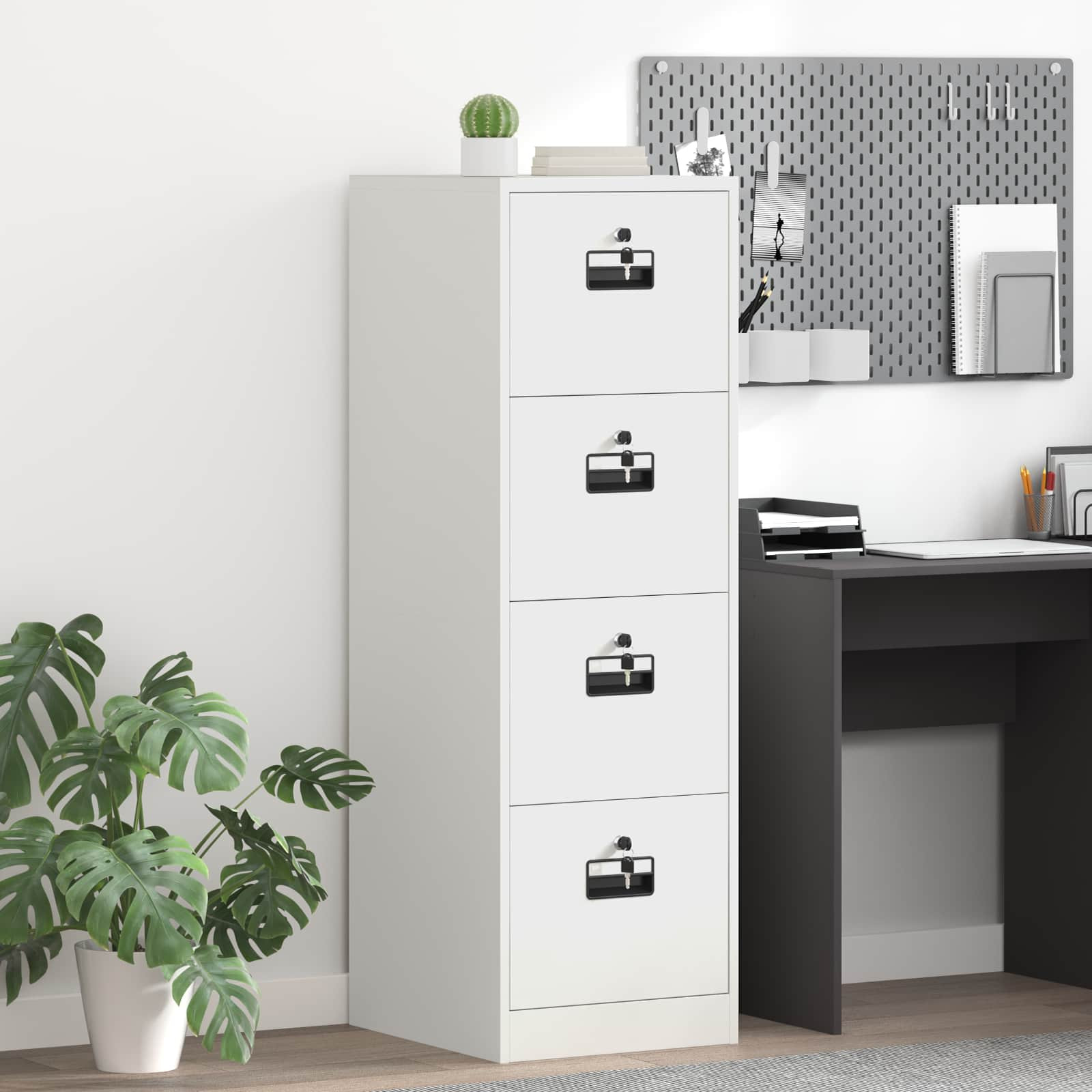 vidaXL Aktenschrank Weiß 44 x 50 x 139 cm Kaltgewalzter Stahl