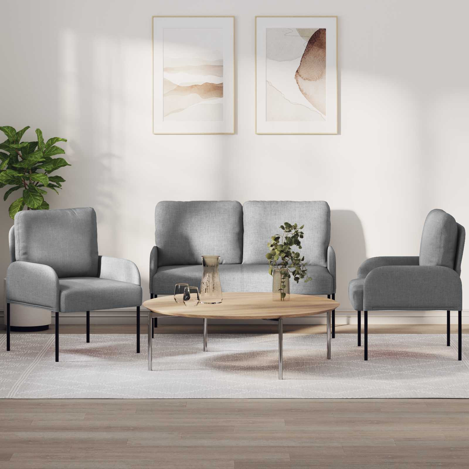 vidaXL Sofagarnituren 3 pcs Hellgrau 115 x 56 x 80 cm Sperrholz