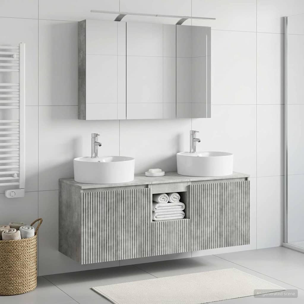 vidaXL Badezimmerschrank-Set 4 pcs Betongrau Holzwerkstoff