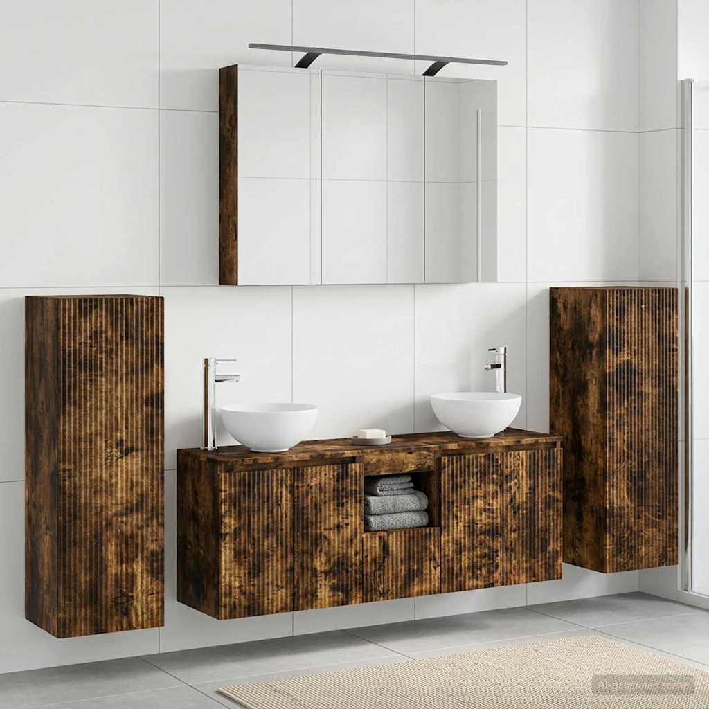 vidaXL Badezimmermöbel-Set 6 pcs Geräucherte Eiche