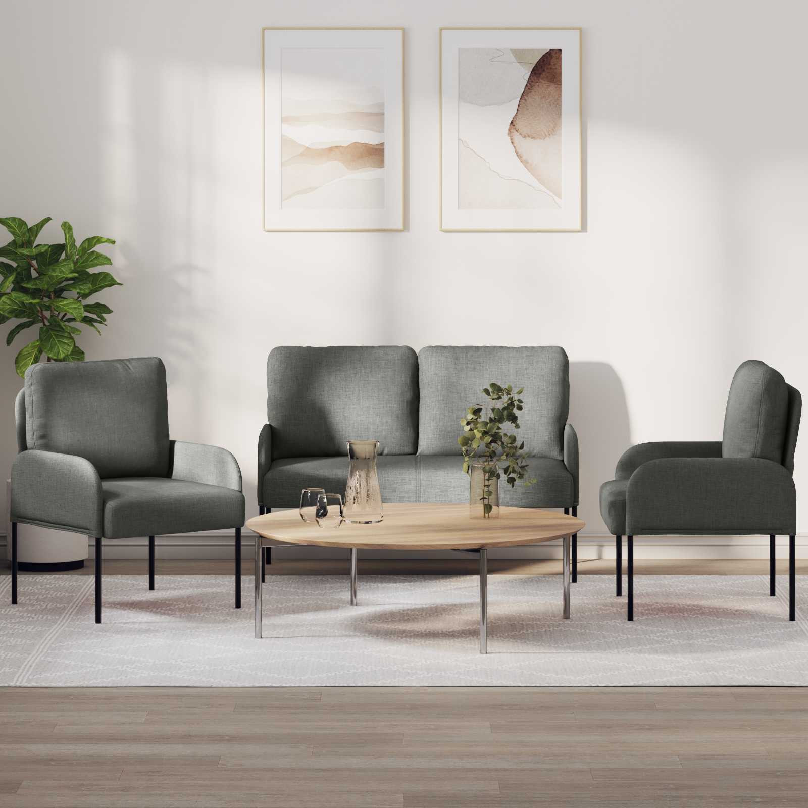 vidaXL Sofagarnituren 3 pcs Dunkelgrau 115 x 56 x 80 cm Sperrholz