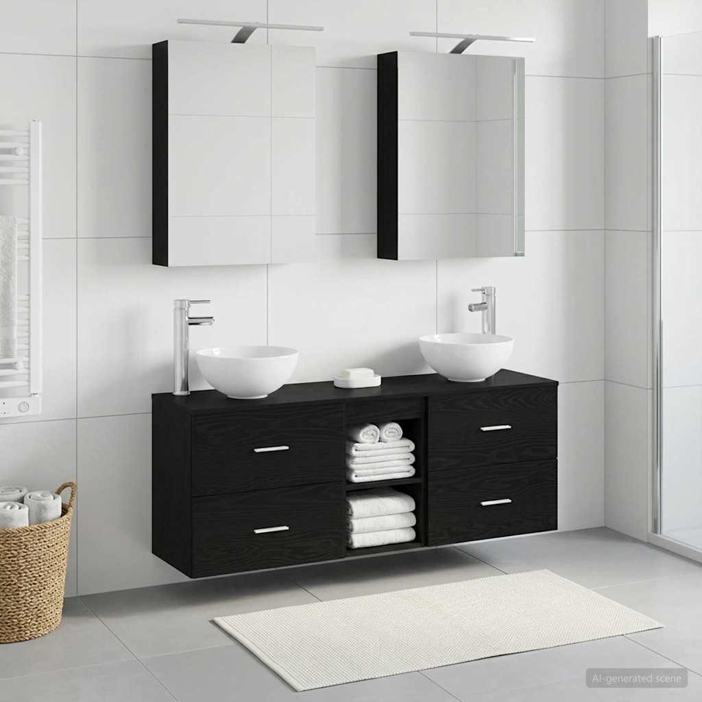 vidaXL Badezimmerschrank-Set 5 pcs Schwarze Eiche 50 x 14,5 x 70 cm