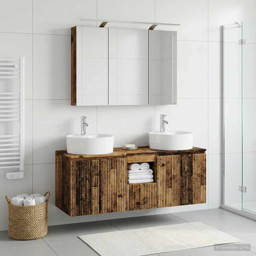 vidaXL Badezimmerschrank-Set 4 pcs Altholz Holzwerkstoff