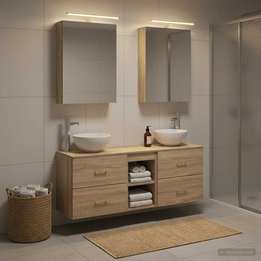 vidaXL Badezimmerschrank-Set 5 pcs Sonoma-Eiche 50 x 14,5 x 70 cm