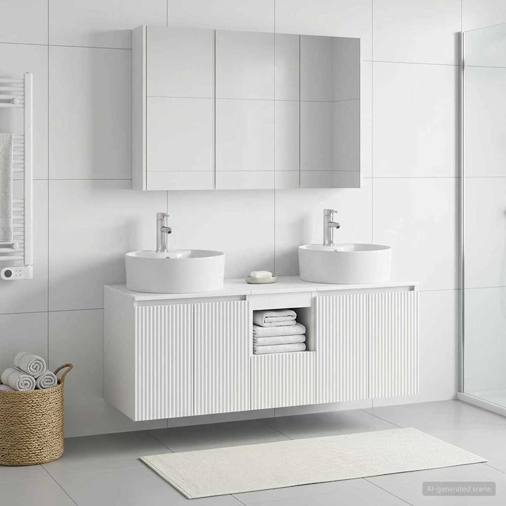 vidaXL Badezimmerschrank-Set 4 pcs Weiß Holzwerkstoff