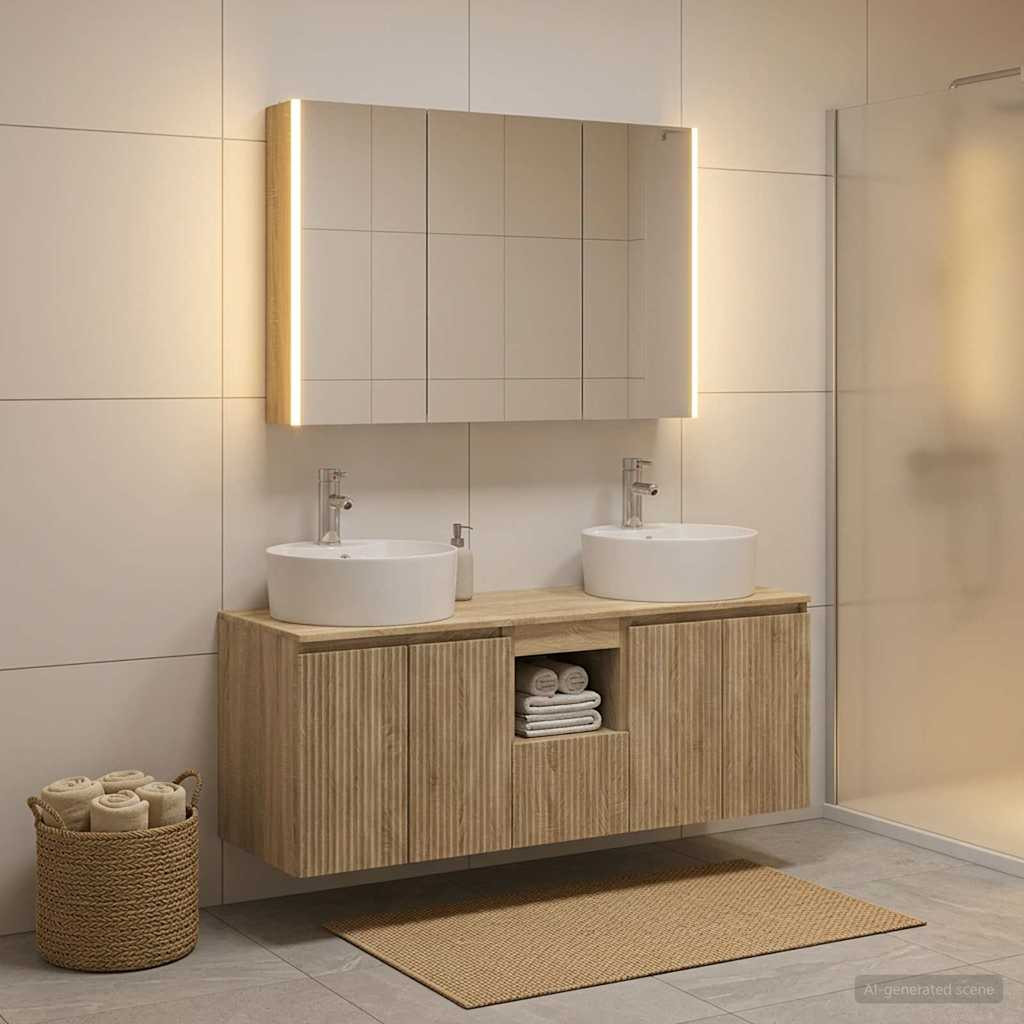 vidaXL Badezimmerschrank-Set 4 pcs Sonoma-Eiche Holzwerkstoff
