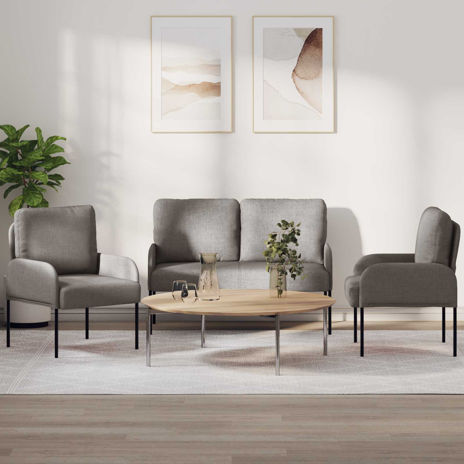 vidaXL Sofagarnituren 3 pcs Taupe 115 x 56 x 80 cm Sperrholz