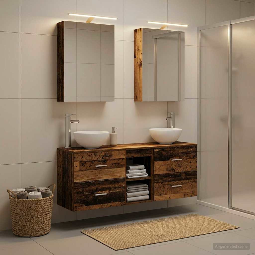 vidaXL Badezimmerschrank-Set 5 pcs Altholz 50 x 14,5 x 70 cm