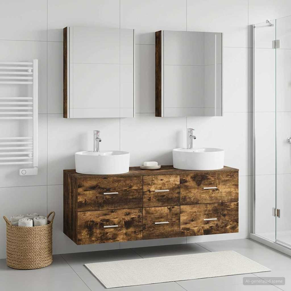 vidaXL Badezimmermöbel-Set 5 pcs Geräucherte Eiche