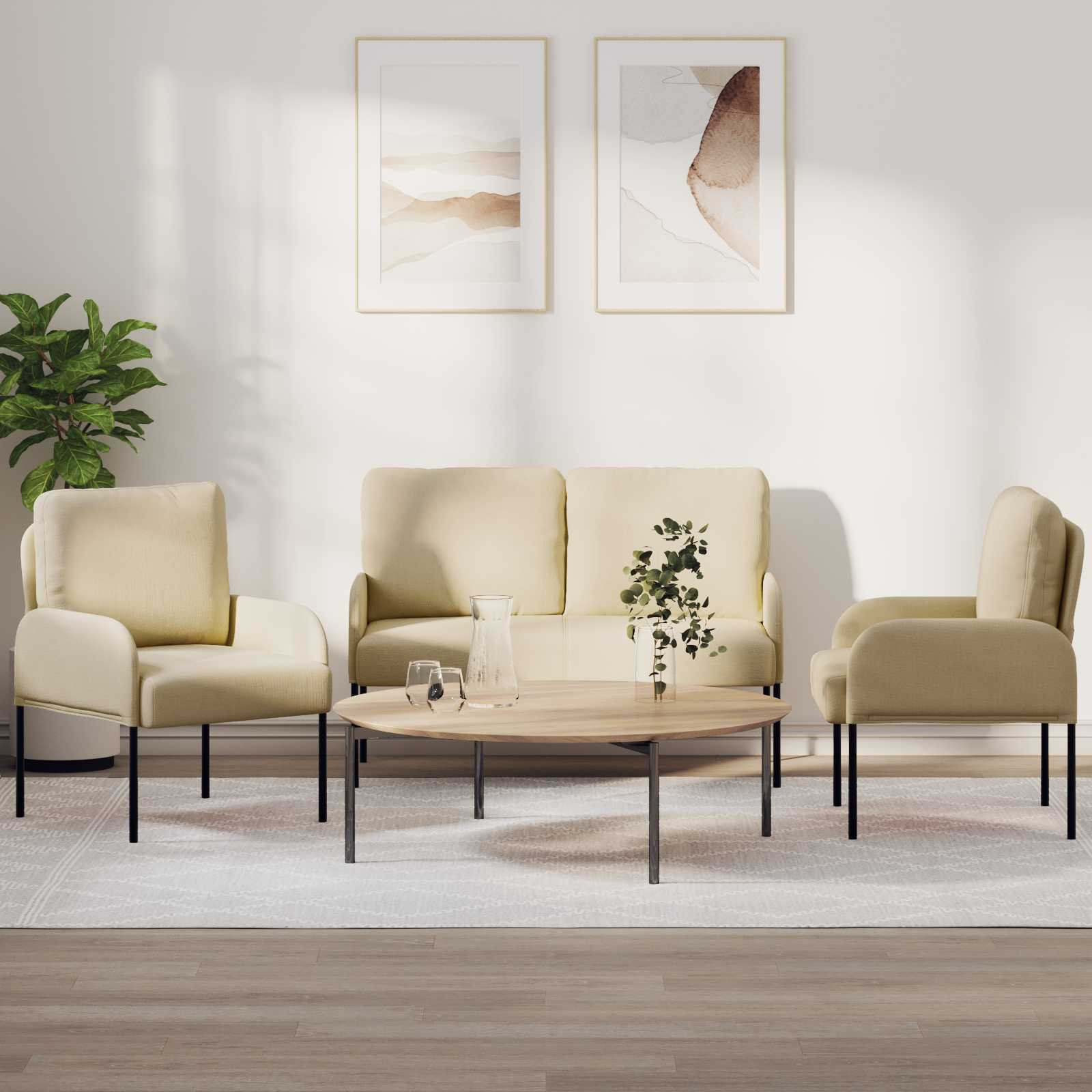 vidaXL Sofagarnituren 3 pcs Creme 115 x 56 x 80 cm Sperrholz
