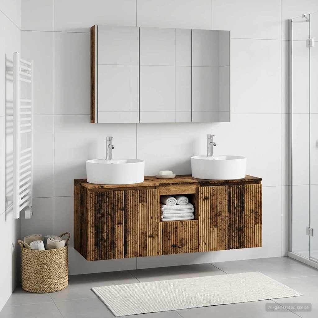 vidaXL Badezimmerschrank-Set 4 pcs Altholz Holzwerkstoff