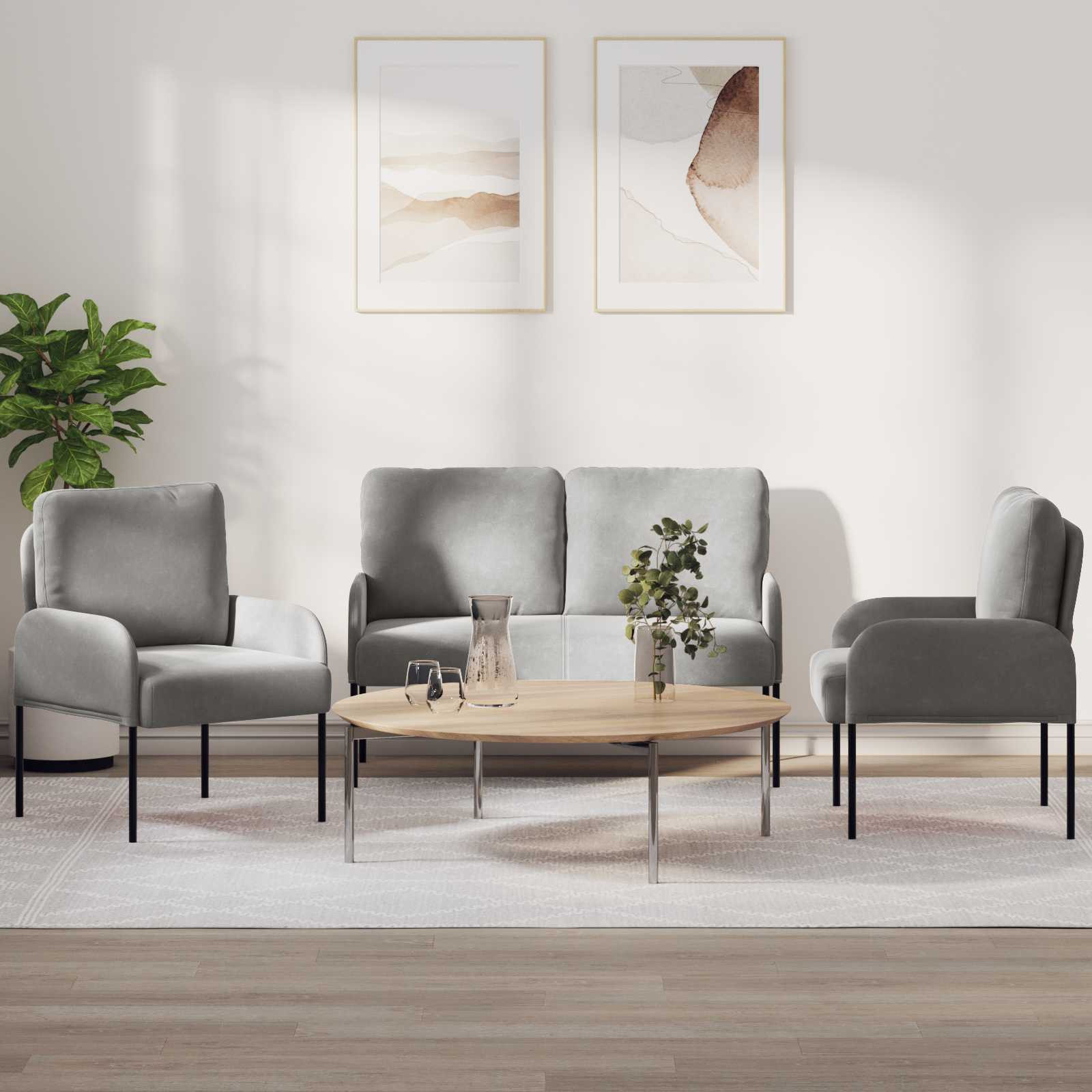 vidaXL Sofagarnituren 3 pcs Hellgrau 115 x 56 x 80 cm Sperrholz