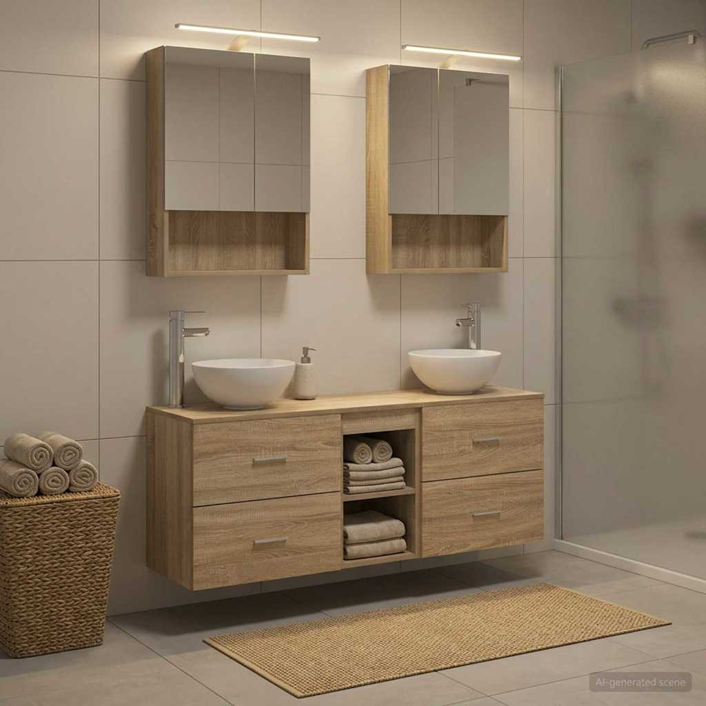 vidaXL Badezimmerschrank-Set 5 pcs Sonoma-Eiche 50 x 14,5 x 70 cm