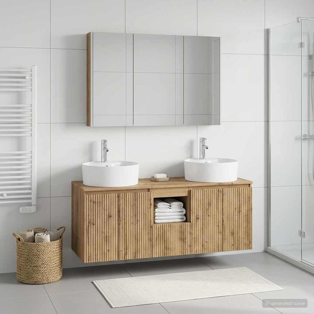 vidaXL Badezimmerschrank-Set 4 Stk. Artisan-Eiche Holzwerkstoff