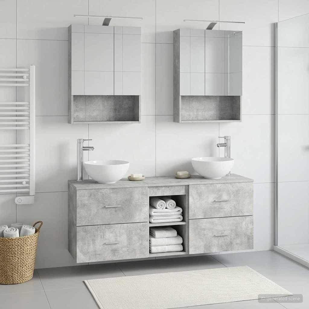 vidaXL Badezimmerschrank-Set 5 pcs Betongrau 50 x 14,5 x 70 cm