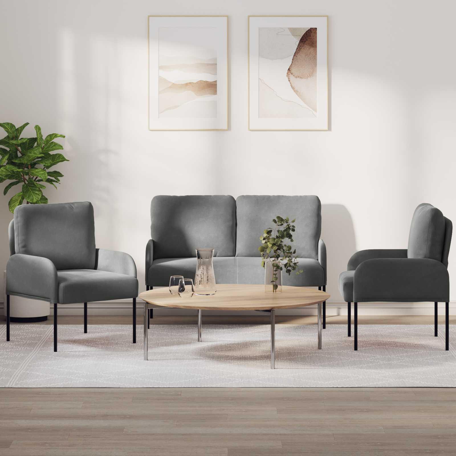 vidaXL Sofagarnituren 3 pcs Dunkelgrau 115 x 56 x 80 cm Sperrholz