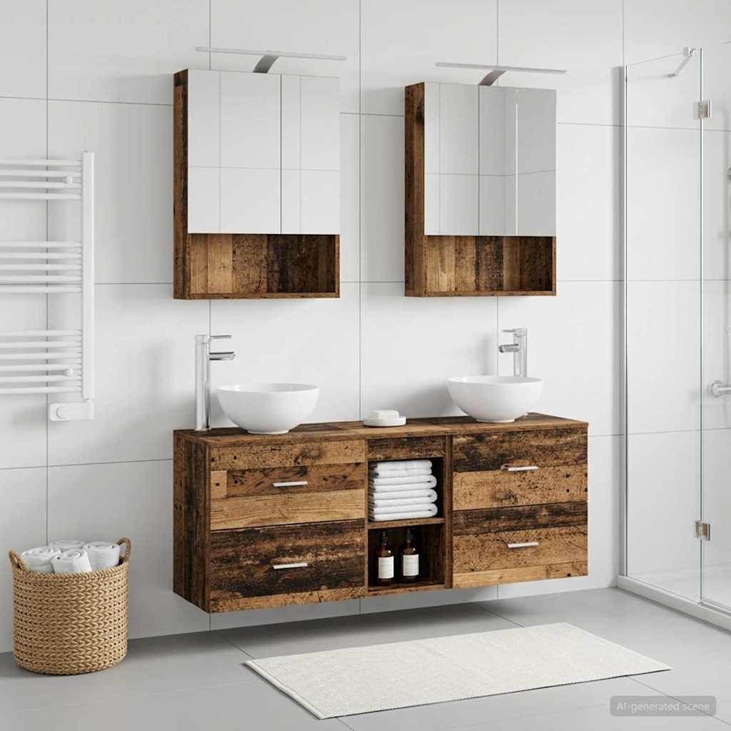 vidaXL Badezimmerschrank-Set 5 pcs Altholz 50 x 14,5 x 70 cm