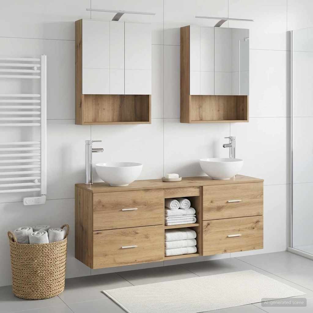 vidaXL Badezimmerschrank-Set 5 Stk. Artisan-Eiche Holzwerkstoff