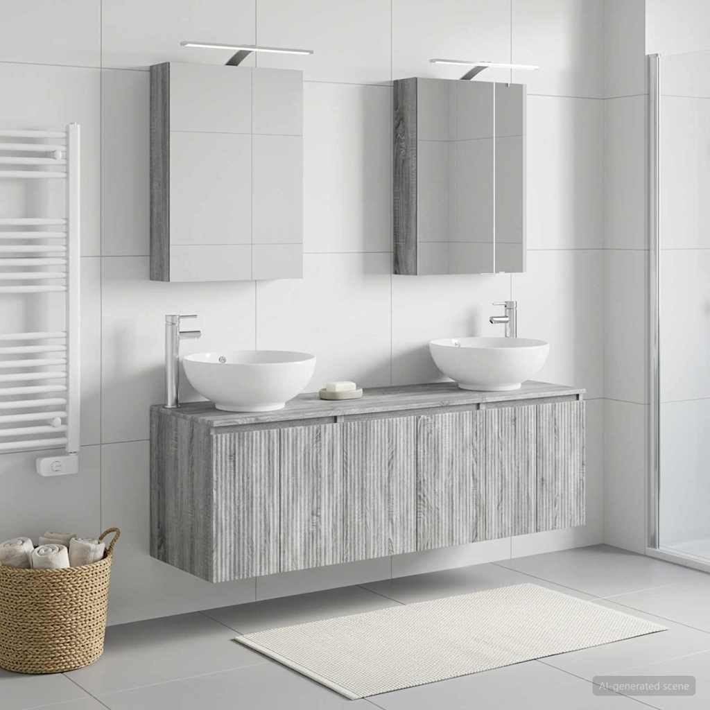 vidaXL Badezimmerschrank-Set 5 pcs Grau Sonoma Holzwerkstoff