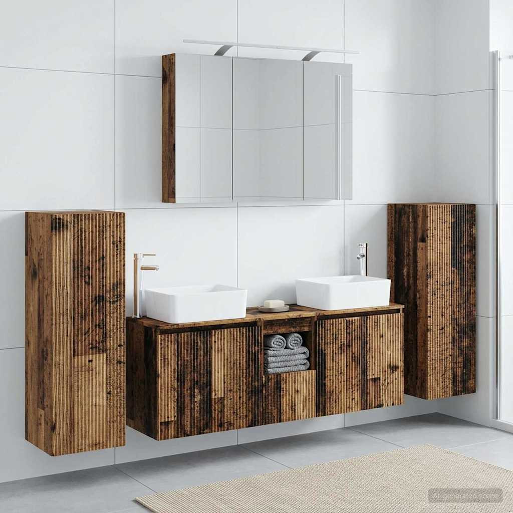 vidaXL Badezimmermöbel-Set 6 pcs Altholz Ingenieurholz und Glas