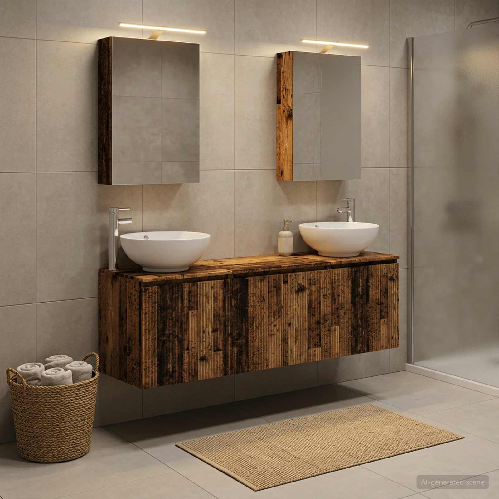 vidaXL Badezimmerschrank-Set 5 pcs Altholz Holzwerkstoff