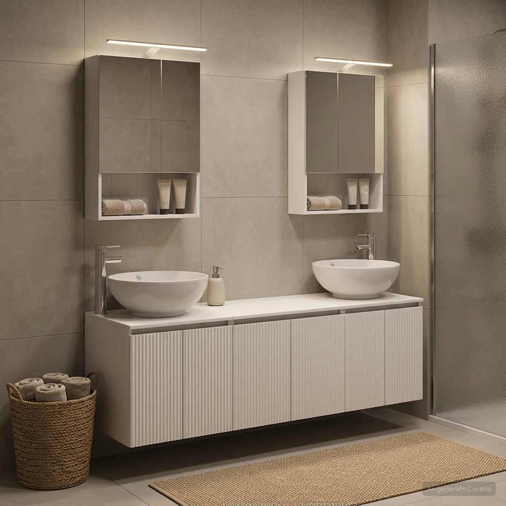 vidaXL Badezimmerschrank-Set 5 pcs Weiß Holzwerkstoff