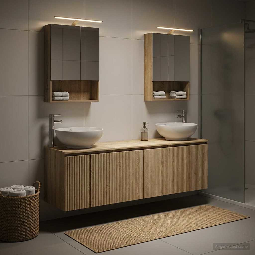 vidaXL Badezimmerschrank-Set 5 pcs Sonoma-Eiche Holzwerkstoff