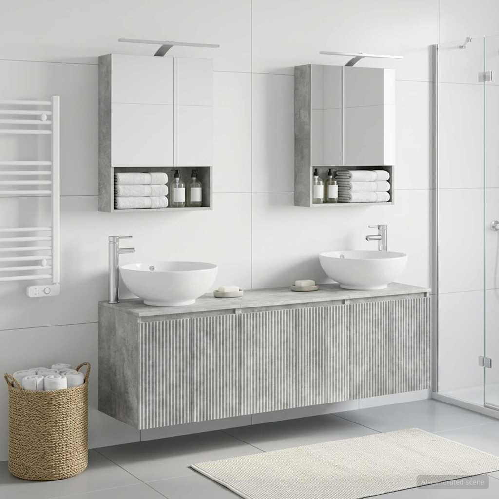 vidaXL Badezimmerschrank-Set 5 pcs Betongrau Holzwerkstoff