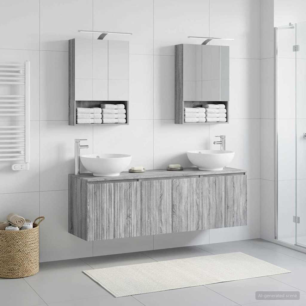 vidaXL Badezimmerschrank-Set 5 pcs Grau Sonoma Holzwerkstoff