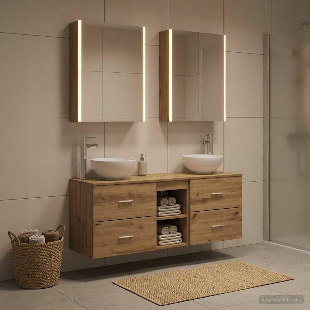 vidaXL Badezimmerschrank-Set 5 Stk. Artisan-Eiche Holzwerkstoff