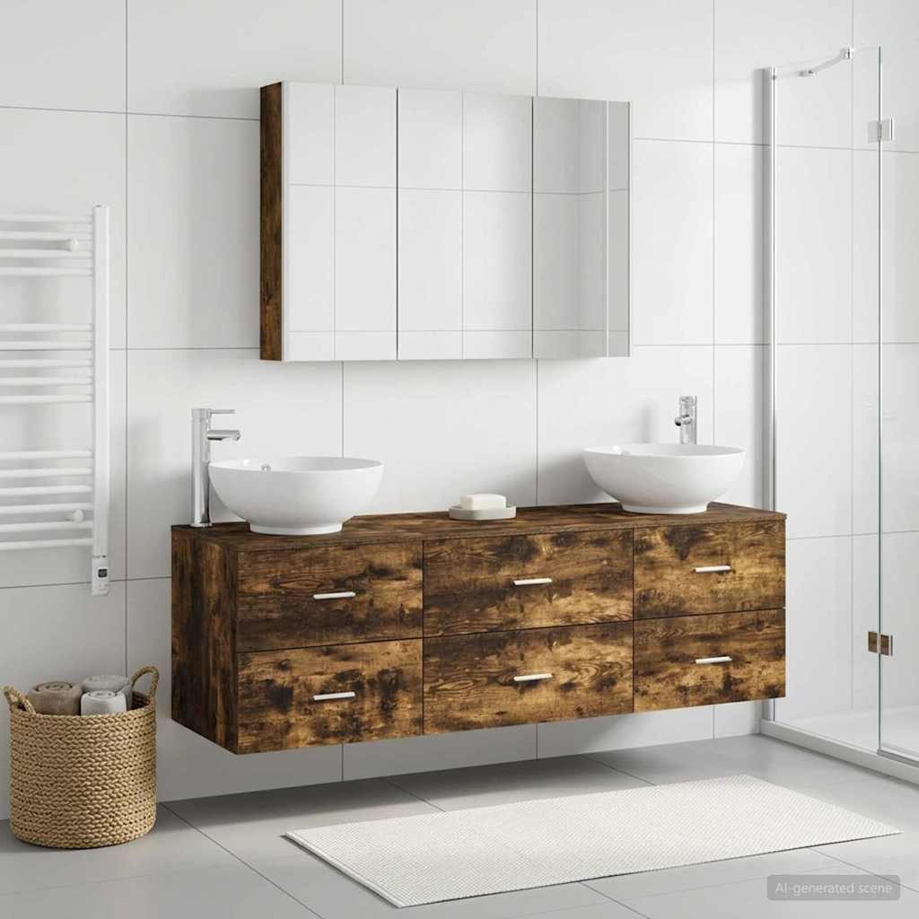 vidaXL Badezimmermöbel-Set 4 pcs Geräucherte Eiche