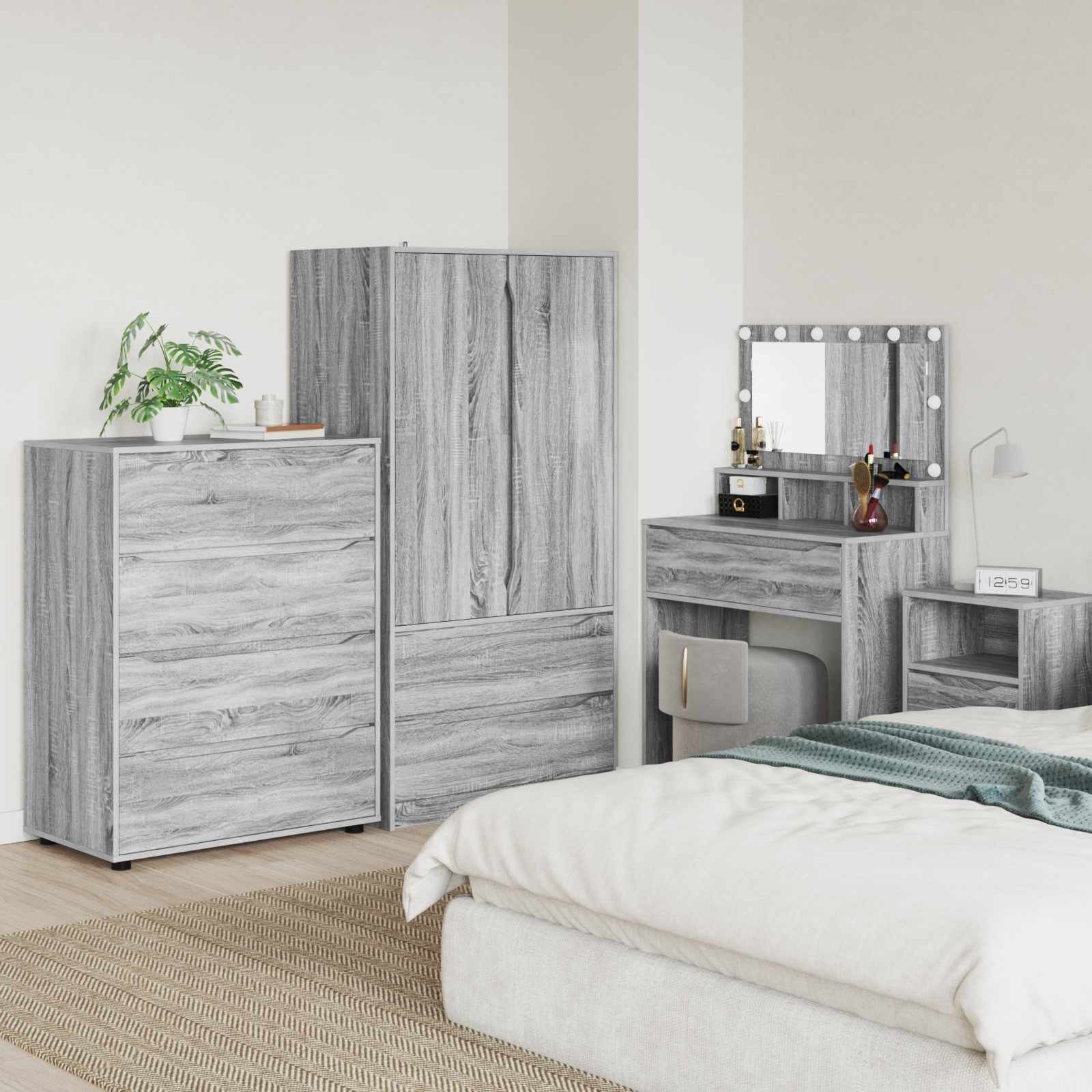 vidaXL Stauraumschränke Graues Sonoma 80 x 48 x 105 cm Holzwerkstoff