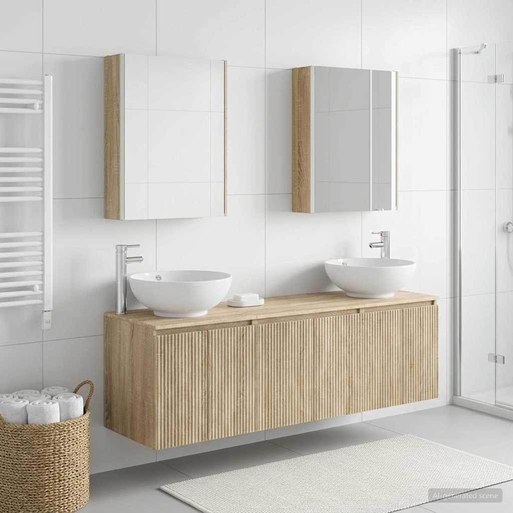 vidaXL Badezimmerschrank-Set 5 pcs Sonoma-Eiche Holzwerkstoff