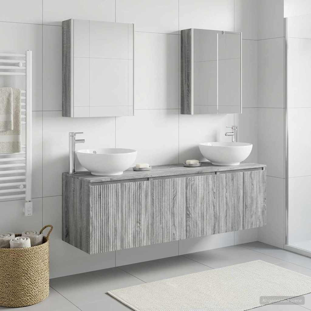vidaXL Badezimmerschrank-Set 5 pcs Grau Sonoma Holzwerkstoff