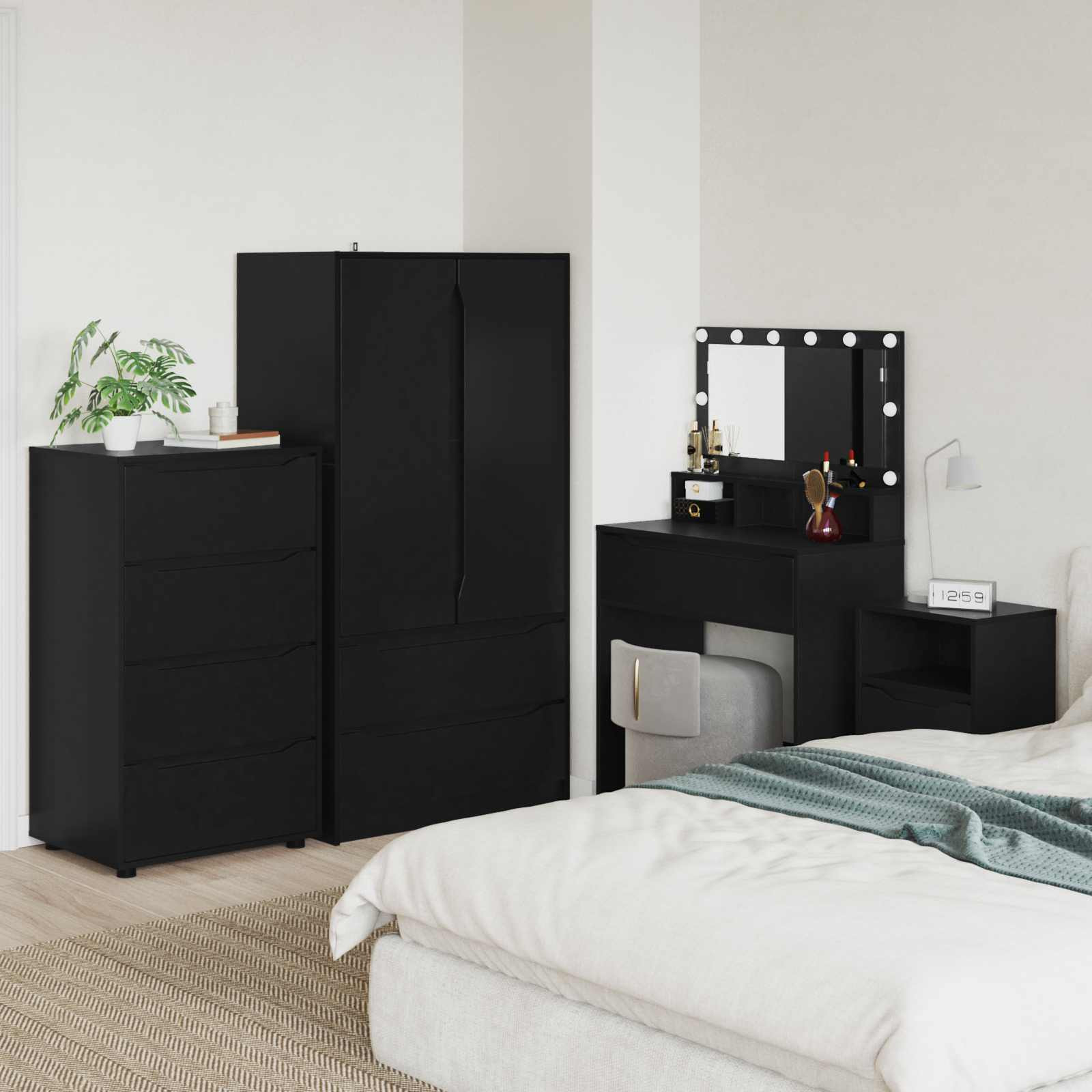 vidaXL Stauraumschränke Schwarz 60 x 48 x 105 cm Holzwerkstoff
